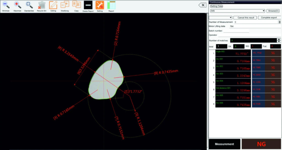 Trapezoidal Die Profile Measurement